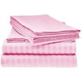 thumbnail image 1 of 300 Thread Count 6 Piece Luxury Bed Sheet Set, 1 Flat, 1 Fitted and 4 Pilowcases, 22" Deep Pocket, 100% Egyptian Cotton, Luxury Feel Bed Sheet Set - Pink Stripe, Full Size., 1 of 7