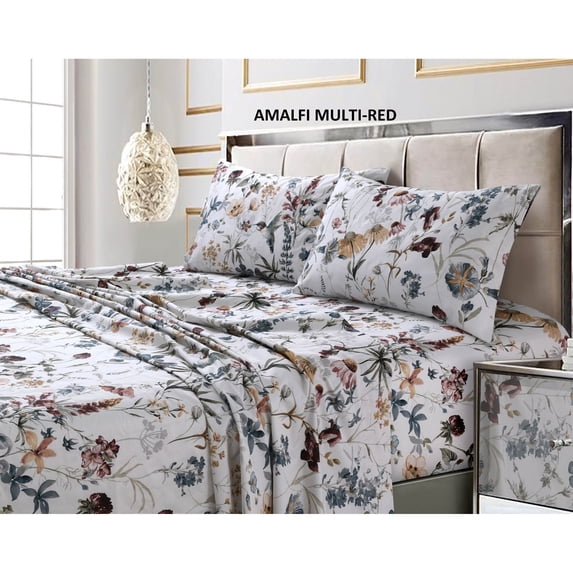 300 Thread Count Amalfi Printed Extra Deep Pocket Sheet Set by Tribeca Living