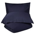 thumbnail image 1 of 300-Thread Count Breathable Cotton Percale Solid 3-Piece Duvet Cover Set with Matching Pillow Shams, King/Cal King, Crown Blu by Blue Nile Mills, 1 of 5