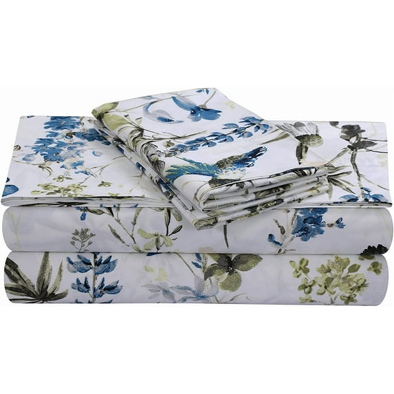 Tribeca Living AMAL4PSSFUBL Extra Deep Pocket Sheet Set, Full, Amalfi Blue/Multi Full Amalfi Blue/Multi