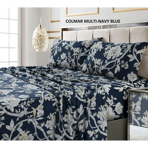 Tribeca Living 300 Thread Count Cotton Ultra-Soft Printed Deep Pocket Bed Sheet Set