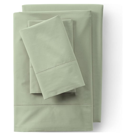 Subscriber Count Machine 300 Thread Count Cotton Percale Bed Sheet Set King Sage 100% Ring-Spun ...