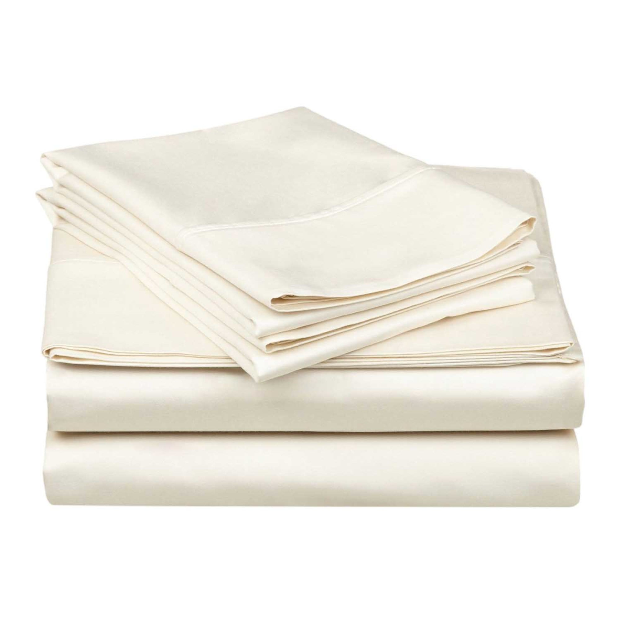300-Thread Count Cotton Solid Deep Pocket Bedding Sheets & Pillowcases , Ivory, Full, 4 Piece By Impressions