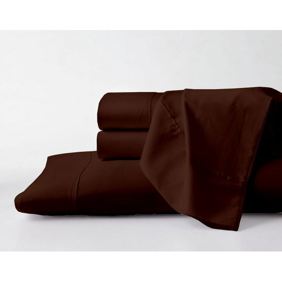 300-Thread Count Egyptian Cotton Twin Size Chocolate Color Sheet Set- 12 inch Deep Pockets