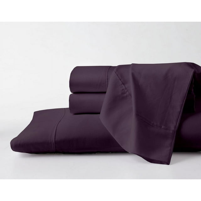 300-Thread Count Egyptian Cotton Twin Size Plum Color Sheet Set- 12 inch Deep Pockets