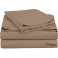 thumbnail image 1 of 300 Thread Count Luxury Hotel Sateen - Queen Size - SOLID COLORS Sheet Set - 4 Pieces - { Taupe } Easily Fit Pocket 22" Inches By KM LINEN, 1 of 1