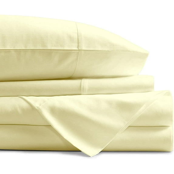 300 Thread Count Sheet Set 4 Piece - Extra Soft 100% Egyptian Cotton 14" Deep Pockets Sheets, Luxury Bed Sheets, Long Staple & Machine Washable Cooling Sheets - Ivory Solid, King Size.