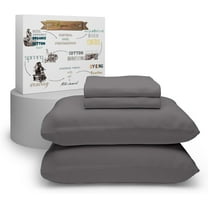 300 Thread Count Soft Silver Cotton King Sheets Set, Ultra Soft King Size Bed Sheet Set, Percale Organic 100% Cotton Sheets, Crisp & Cool, Breathable 16" Deep Pocket King Sheets