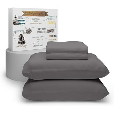 300 Thread Count Soft Silver Cotton King Sheets Set, Ultra Soft King Size Bed Sheet Set, Percale Organic 100% Cotton Sheets, Crisp & Cool, Breathable 16" Deep Pocket King Sheets