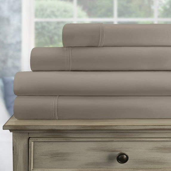 300-Thread Count Solid Deep Pocket Egyptian Cotton Sheets By Blue Nile Mills, Full, Grey