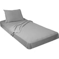 thumbnail image 1 of 300 Threat Count 100 % Egyptian Cotton 4-Pcs Sheets for Cot Bunk Bed-Perfect for Narrow Twin/Cot Size/Rv Bunk/Guest Bed Replacement Deep 7-Inch Color Silver Grey Solid Cot Size Sheets- 33" X 75", 1 of 5