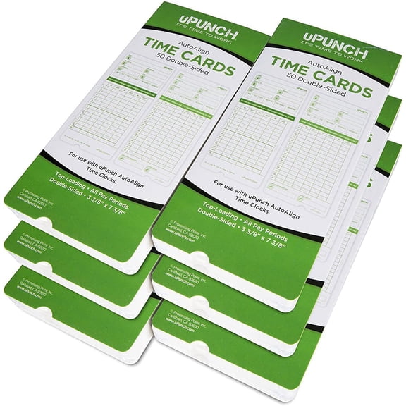 300 Time Cards for Green HN3000 AutoAlign Time Clocks (HNTCG1300)