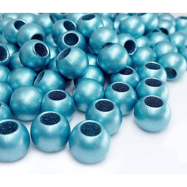 300 Turquoise Matte Metallic Acrylic Large Hole Beads 12mm with 5.7mm Hole