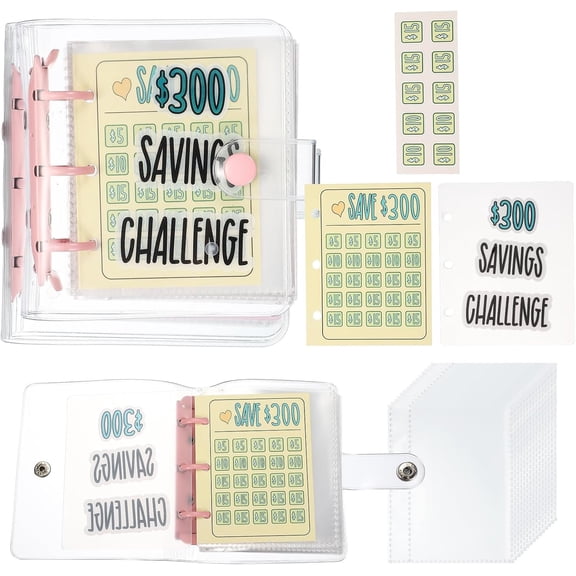 300 USD Savings Challenges Book, Saving Binder with 25 Pages Budget Envelope Envelopes for Budgeting Financial Planner Office Business,