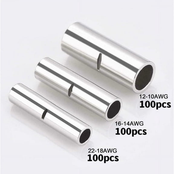 300 Uninsulated Butt Connectors Wire Terminals ALL SIZES 22-10 Gauge Solderless