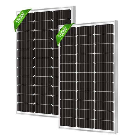 300 Watt Solar Panel, Monocrystalline Cell High-Efficiency PV Module, 12V Solar Panels for Homes Camping RV Battery Boat Caravan and Other Off-Grid Applications (150W-2PCS)