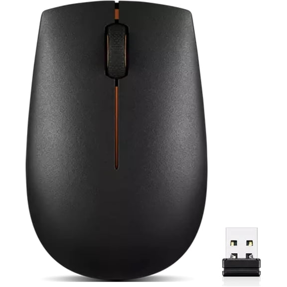300 Wireless Mouse, Black, Computer Mouse for PC and Laptop with Windows, Ambidextrous Design, 2.4 GHz Nano USB Receiver, 12 Month Battery Life