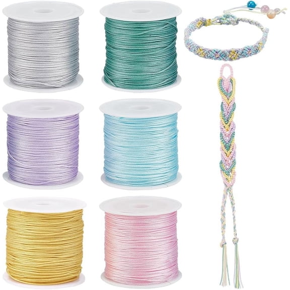 300 Yards 0.8mm Nylon String for Bracelets 6 Colors Thread Chinese Knotting Cords Bracelet String Thread Wind Chime Blinds String Craft Supply
