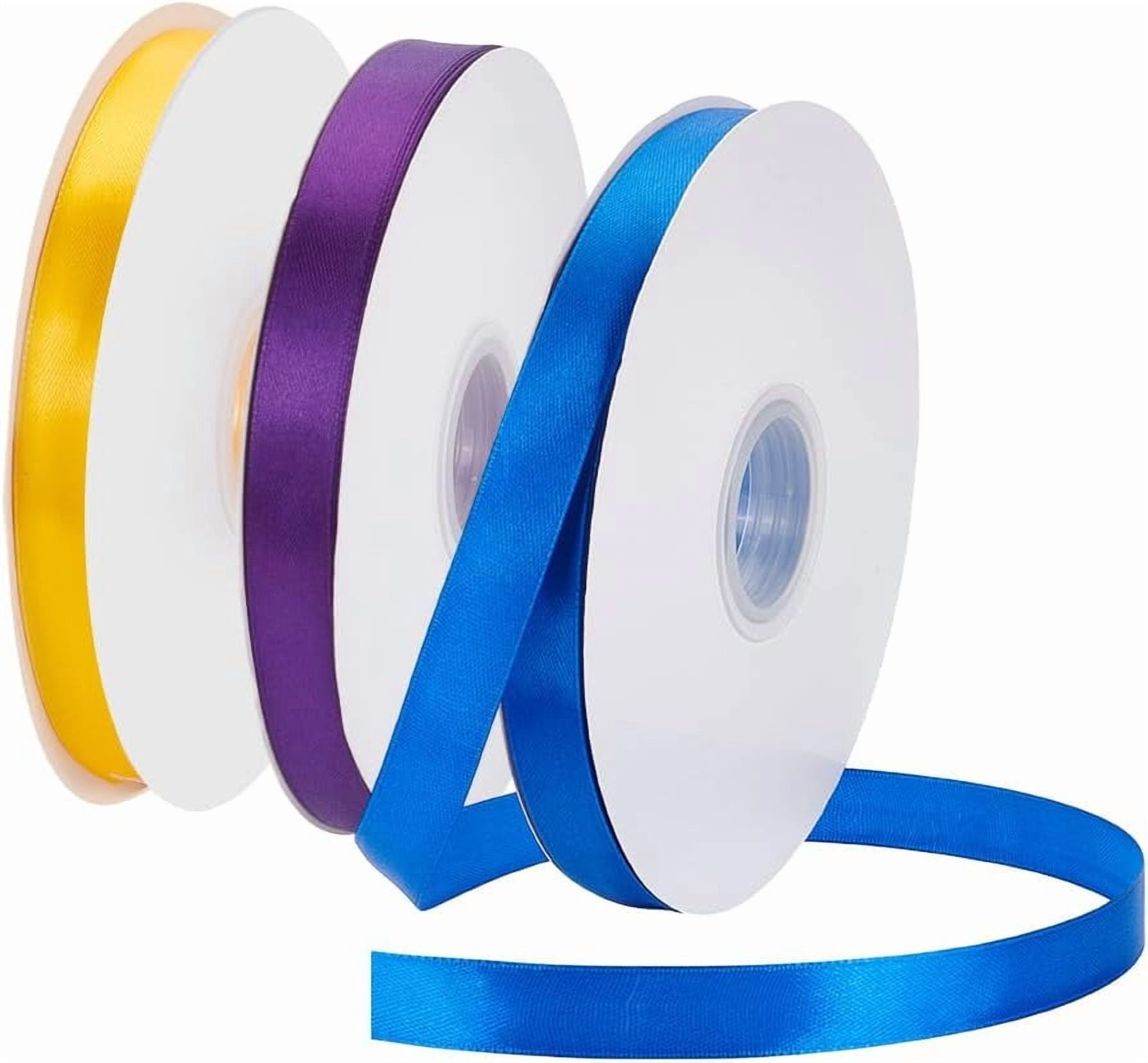 300 Yards Graduation Satin Ribbon 5/8 Inch Decorative Blue Purple Yellow Polyester Grosgrain Craft Ribbons