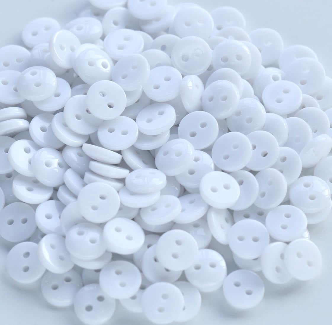 300 count 7.5mm (0.3 inch) Very Small Size Round Buttons White Color 2 ...