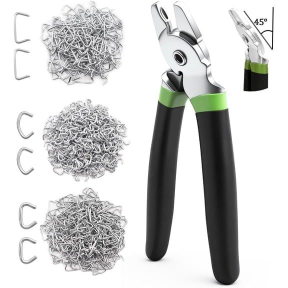 300 count Hog Rings with Bent Hog Ring Pliers Kit 3/4" 1/2" 3/8" Galvanized Hog Rings for Bagging?DIY Craft?Furniture? Pet Cages?Ropes