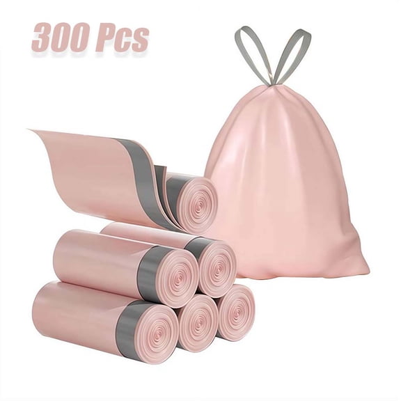 300 counts Drawstring Trash Bags, 4 Gallon Bathroom Trash Bags, Leak-Proof Tear-Resistant Odorless Mini Garbage Bag for Kitchen Wastebaskets