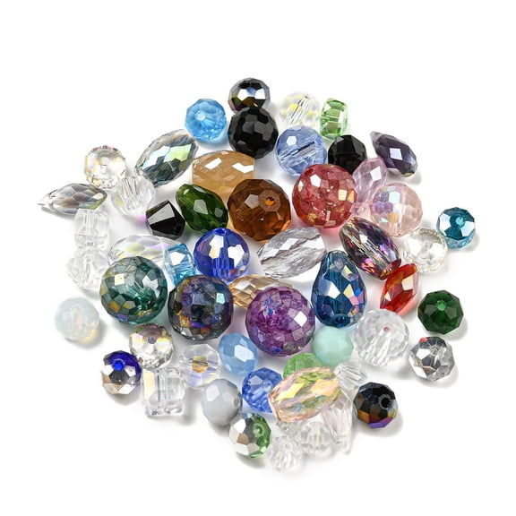 300 g Transparent Faceted Glass Beads Center Drilled/Top Drilled Round/Teardrop/Cube Mixed Shape Mixed color 3.5~14.5x4~12mm Hole: 1~1.6mm 384pcs/300g