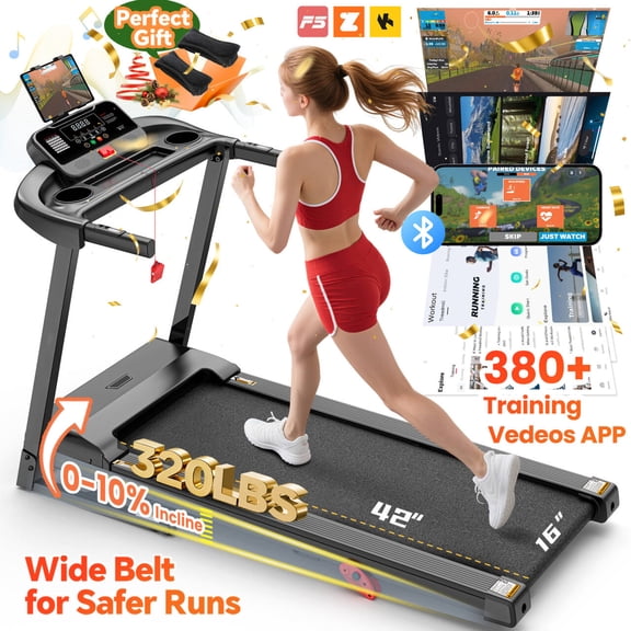 300 lbs Capacity Treadmill for Home, 3.5HP Folding Treadmill w/ 71 Preset Workouts, APP with Free Train Courses, Dual HiFi Speakers, Exercise Equipment for Walking, Jogging, Running