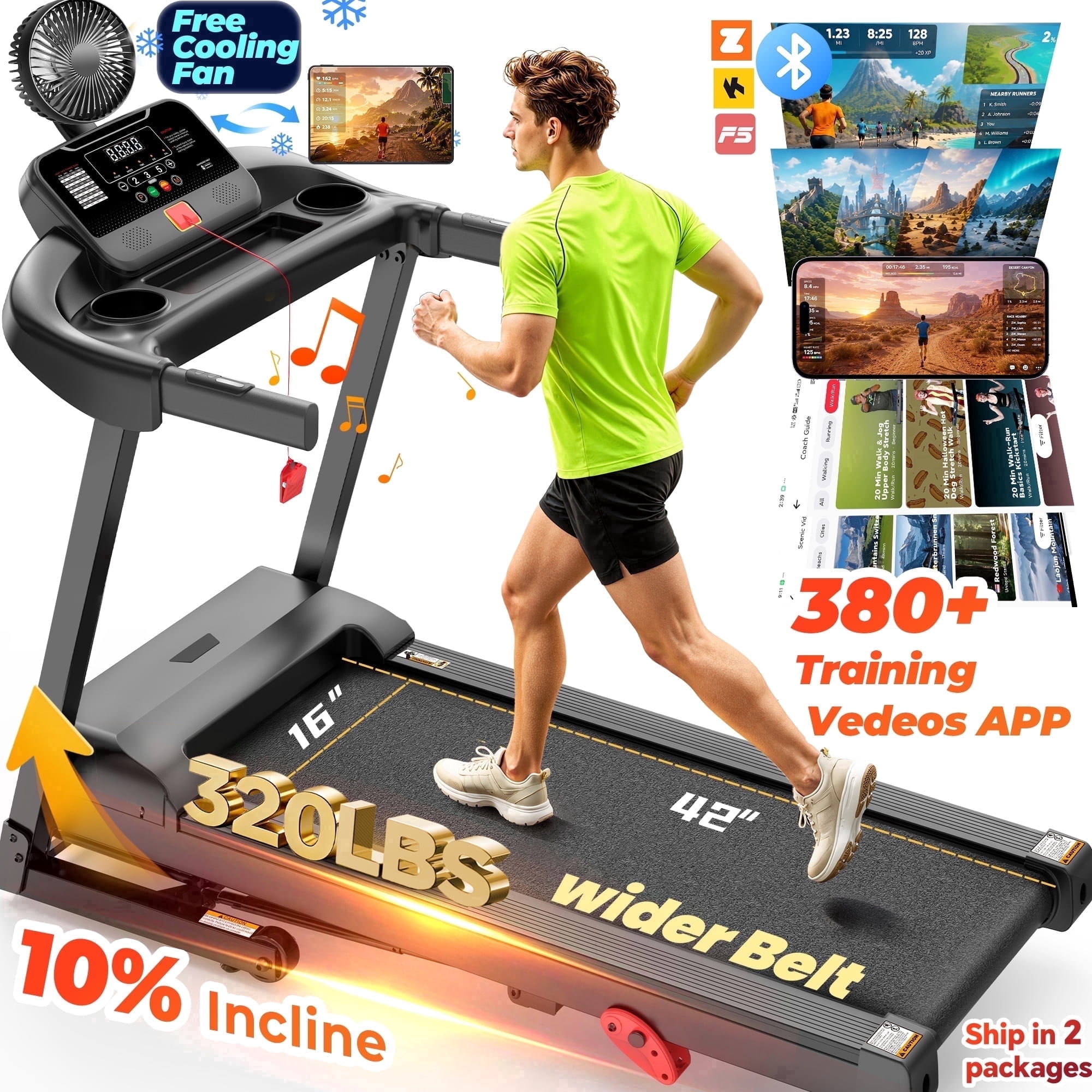 300 lbs Capacity Treadmill for Home, 3.5HP Folding Treadmill w/ 71 Preset Workouts, APP with Free Train Courses, Dual HiFi Speakers, Exercise Equipment for Walking, Jogging, Running