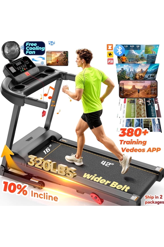 300 lbs Capacity Treadmill for Home, 3.5HP Folding Treadmill w/ 71 Preset Workouts, APP with Free Train Courses, Dual HiFi Speakers, Exercise Equipment for Walking, Jogging, Running