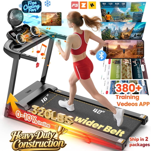 300 lbs Capacity Treadmill for Home, 3.5HP Folding Treadmill w/ 71 Preset Workouts, APP with Free Train Courses, Dual HiFi Speakers, Exercise Equipment for Walking, Jogging, Running