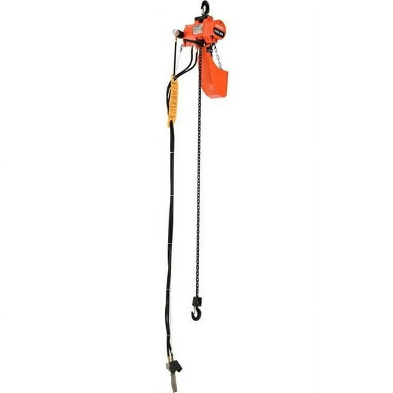 300 lbs Global Industrial Air Chain Hoist with 10 ft. Lift, Single Reeved & 84 FPM Lift Speed