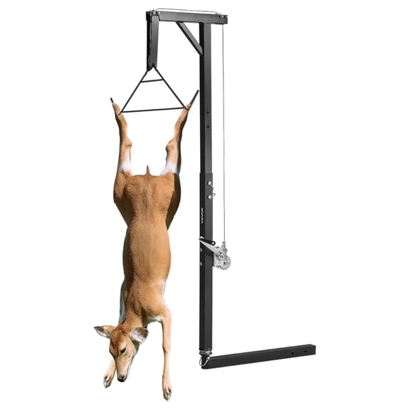 300 lbs Load Capacity, Hunting Deer Hoist with 2-inch Receiver, 360-Degree Swivel Shaft & Adjustable Height, Includes Gambrel Winch for Skinning & Cleaning Game