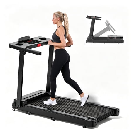 Tomile Treadmill, 3.0 HP Walking Pad Treadmill for Home, Folding Running Treadmill with 300 lbs Capacity, LED Display