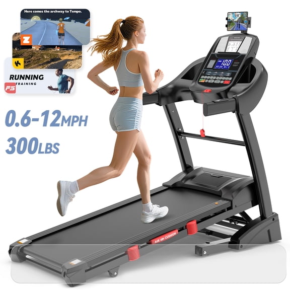 300 lbs Portable Folding Treadmill, 4.75 HP Foldable Compact Treadmill for Home/Office, Walking Running Treadmill with LED Display for Exercise,64 Workout Programs, Bluetooth Speakers & App Control