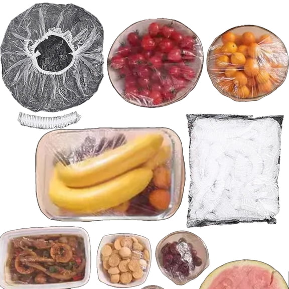 300-pack clear elastic covers stretchable universal fit for bowls/plates. Dishwasher-safe for bread proofing, storage, picnics, BBQs & camping. Reusable fermentation basket covers.