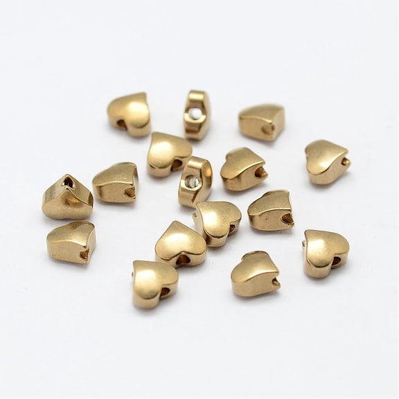 300 pc Brass Beads Nickel Free Heart Raw(Unplated) 5x6x3.5mm Hole: 2mm