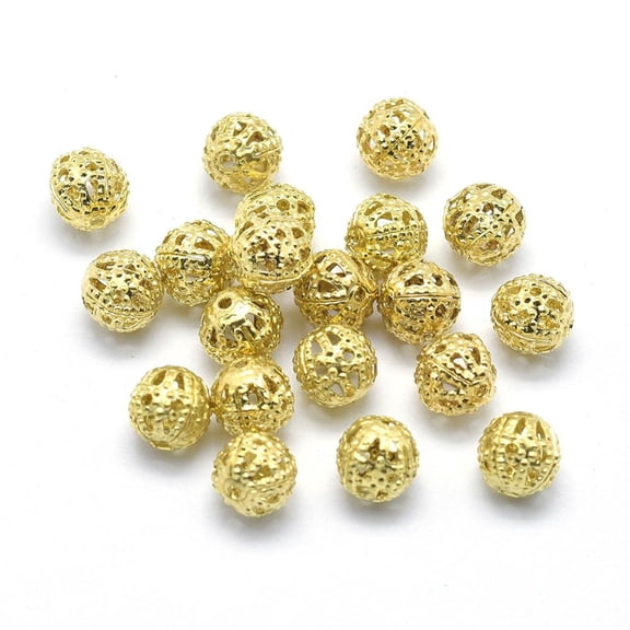 300 pc Brass Filigree Beads Filigree Ball Lead Free Cadmium Free Nickel Free Round Raw(Unplated) 6mm Hole: 1mm