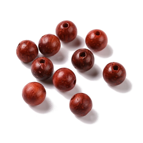 300 pc Natural Wood Beads Undyed Round Dark Red 6mm Hole: 1.2mm