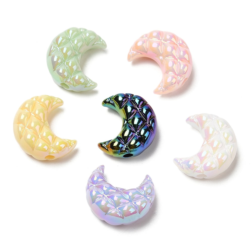 300 pc Opaque Acrylic Beads AB color Plated Moon Mixed color 20x17.5x9.5mm Hole: 3mm