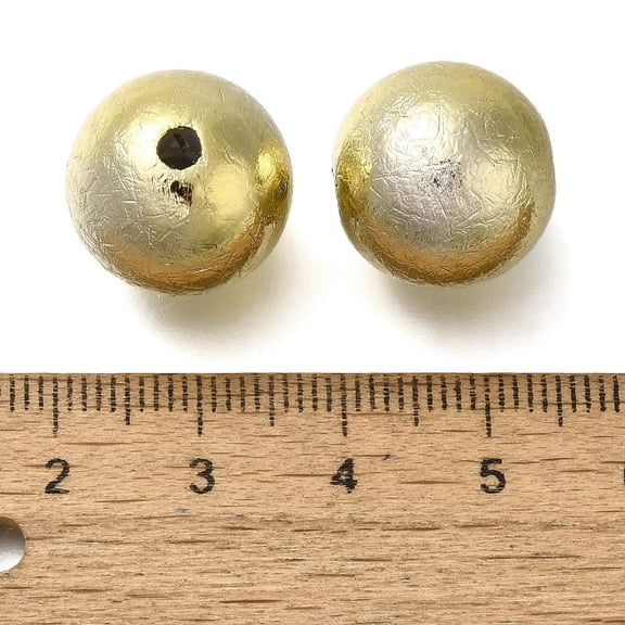 300 pc UV Plating CCB Plastic Beads Texture Round Champagne golden 16mm Hole: 3mm