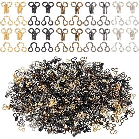 300 pcs 5 colors Brass Garment Hook and Eye 10mm Mini Sewing Hooks and Eyes Closure Hook and Eye Latch Perfect for Clothes Sewing Projects Craft Supply