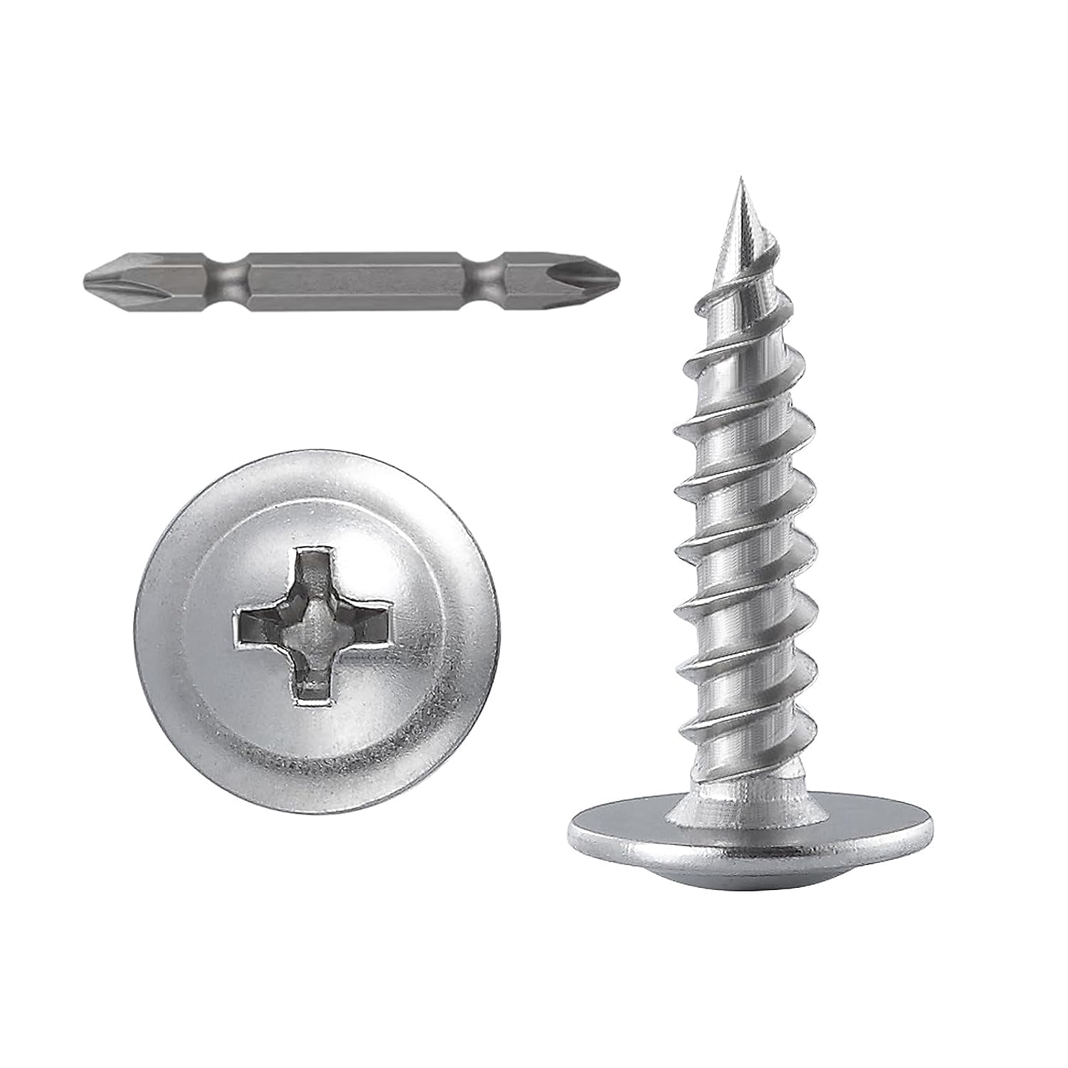 (300 pcs)8×3/4" Phillips Truss Head Wood Screws Stainless Steel 410