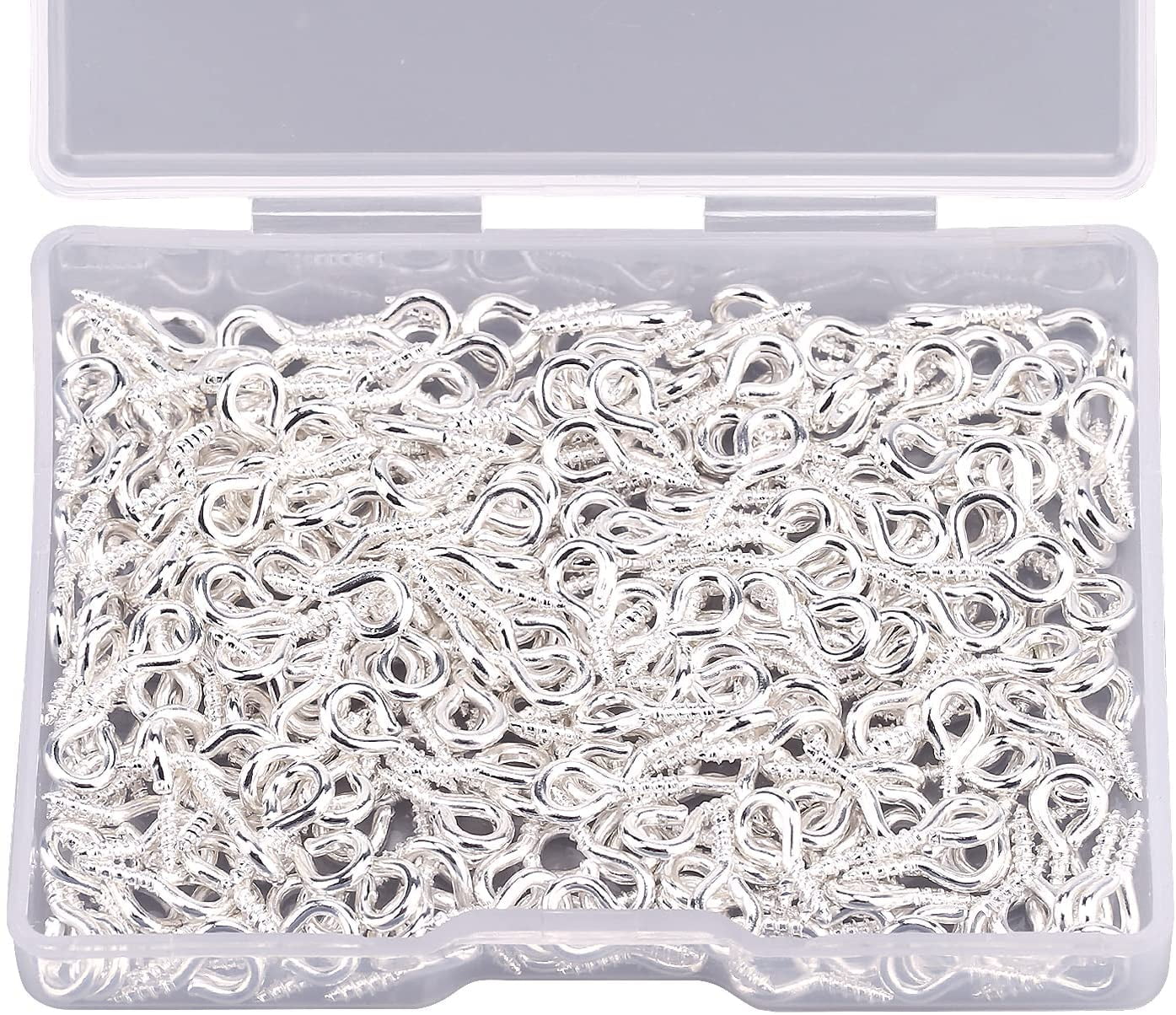 300 pcs Screw Eye Pins Hooks Eyelets Screw Threaded for Jewelry Making Findings DIY Crafts, Silver
