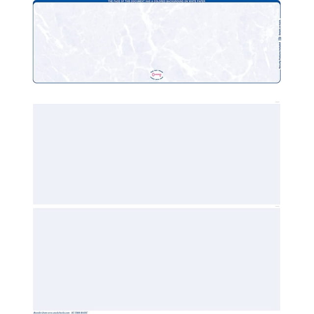 3000 Blank Laser Check Stock Blue Marble Top. Order Checks
