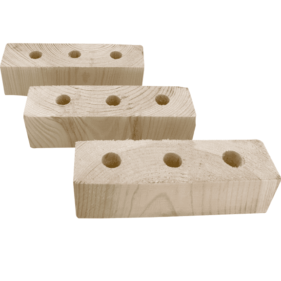 3000 Block Type 1 Natural Drilled Rectangle Kiln-Dried Spruce Pine Fir 3-Hole Chewable DIY Block Handcrafted by Impeckable Bird Toys for Medium Size Birds
