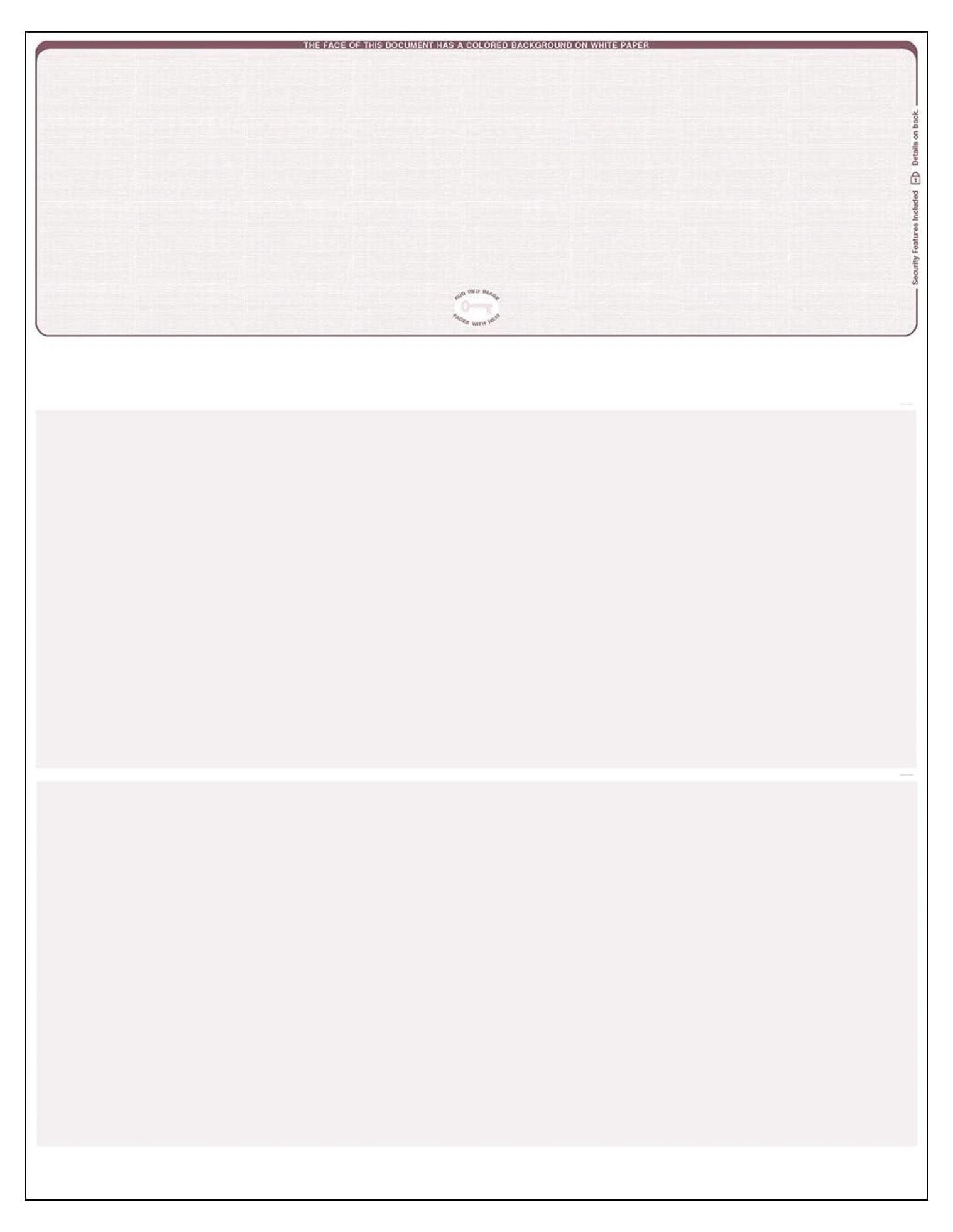 3000 Sample Check 3000 Burgundy- Linen Laser Check Stock, (Top Position) Blank Laser ...
