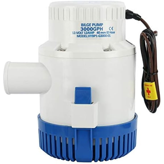 3000 GPH 12v Boat Marine Plumbing Electric Bilge Pump 1 1/2"(40MM) outlet 12 AMP 15 AMP Fuse$$Watercraft