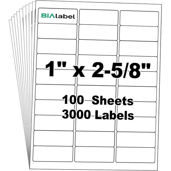 3000 Labels 30-Up 1" x2-5/8 Shipping Address Barcode Labels for Laser & Inkjet Printers, 100 Sheets, White, Permanent Adhesive