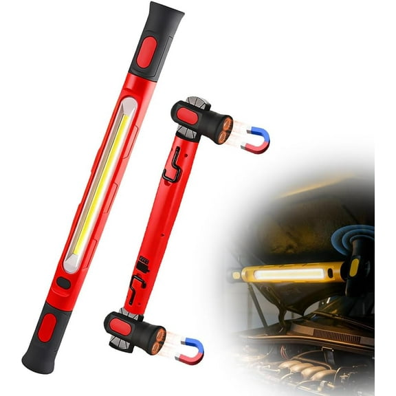 3000 Lumens Rechargeable Work Light,2026 New Magnetic Work Light with 3 Lights Modes, Portable Durable Under Hood LED Bar for Auto Repair, Technicians Garage,Workshop (Red/1PCS)